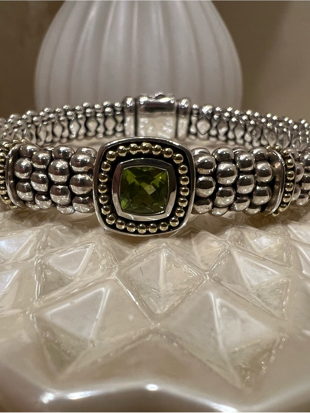 LAGOS 18K Yellow Gold & Sterling Silver Peridot Caviar Bracelet